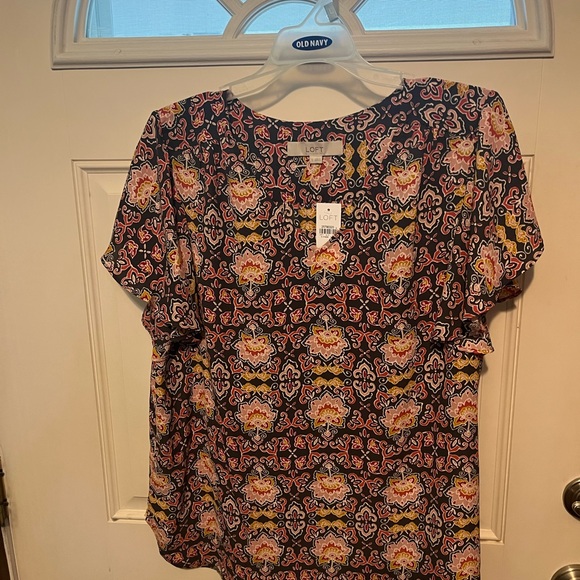 LOFT polyester Fitted Short Sleeve Blouse - Picture 2 of 5